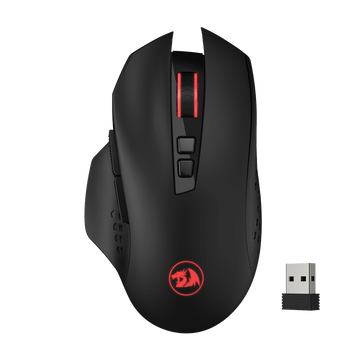 Redragon M656 Gainer Mouse Gaming Nirkabel, Mouse Gaming Nirkabel 2.4Ghz 4000 DPI dengan 5 Tingkat DPI, 7 Tombol Makro, Lampu Latar LED Merah & Didukung Perangkat Lunak/Driver Pro, untuk PC/Mac/Laptop