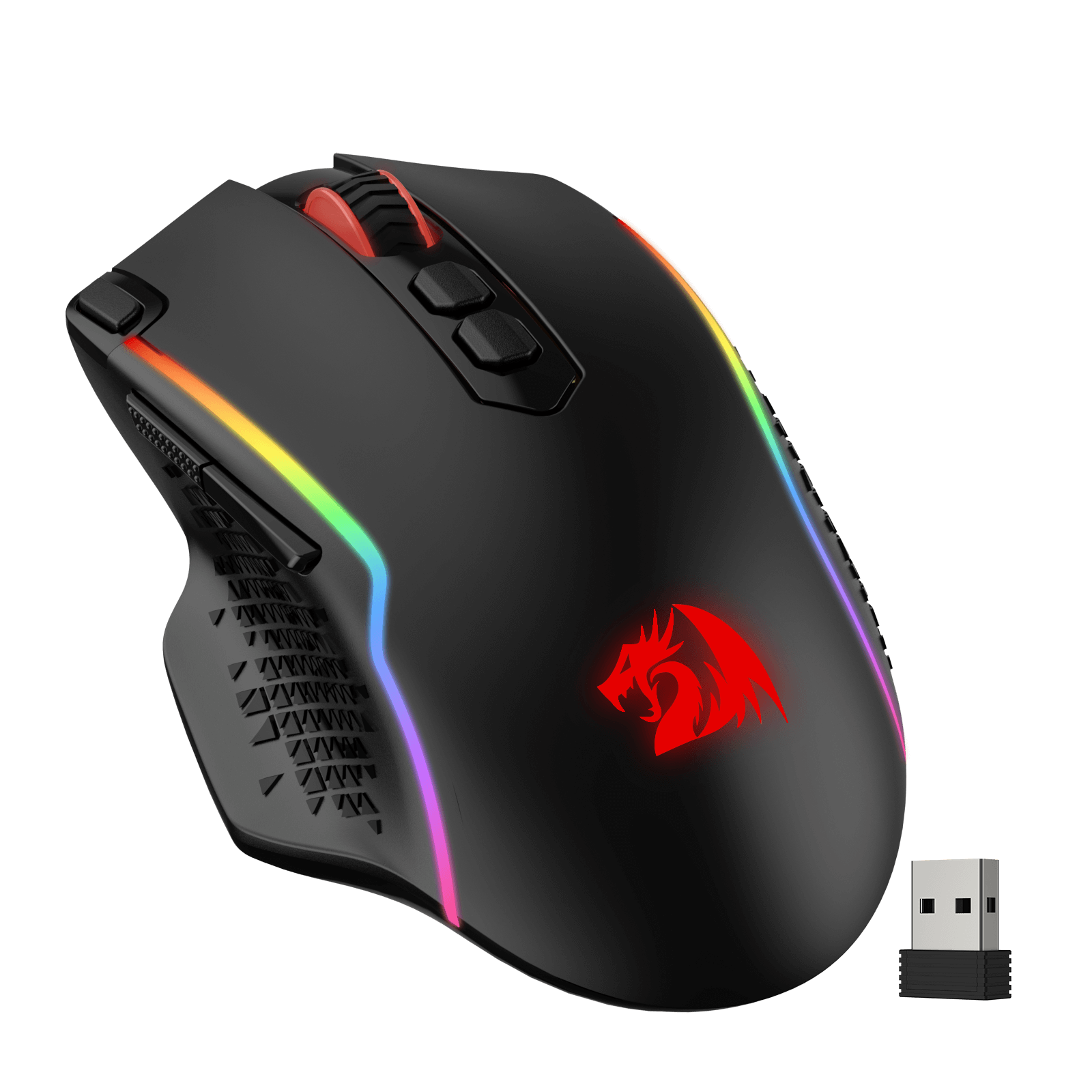 Mouse Gaming Nirkabel Redragon M810 Pro, Mouse Gamer Kabel/Nirkabel 10000 DPI dengan Tombol Rapid Fire, 8 Tombol Makro, Kapasitas Daya Tahan 45 Jam, dan Lampu Latar RGB untuk PC/Mac/Laptop