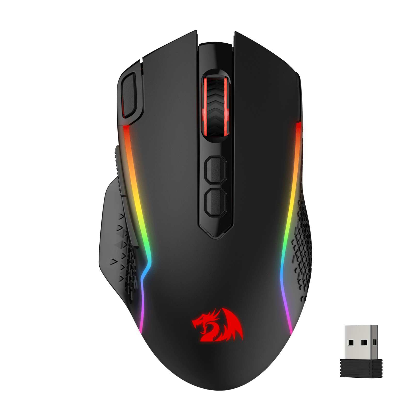 Mouse Gaming Nirkabel Redragon M810 Pro, Mouse Gamer Kabel/Nirkabel 10000 DPI dengan Tombol Rapid Fire, 8 Tombol Makro, Kapasitas Daya Tahan 45 Jam, dan Lampu Latar RGB untuk PC/Mac/Laptop