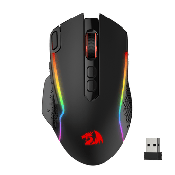 Mouse Gaming Nirkabel Redragon M810 Pro, Mouse Gamer Kabel/Nirkabel 10000 DPI dengan Tombol Rapid Fire, 8 Tombol Makro, Kapasitas Daya Tahan 45 Jam, dan Lampu Latar RGB untuk PC/Mac/Laptop