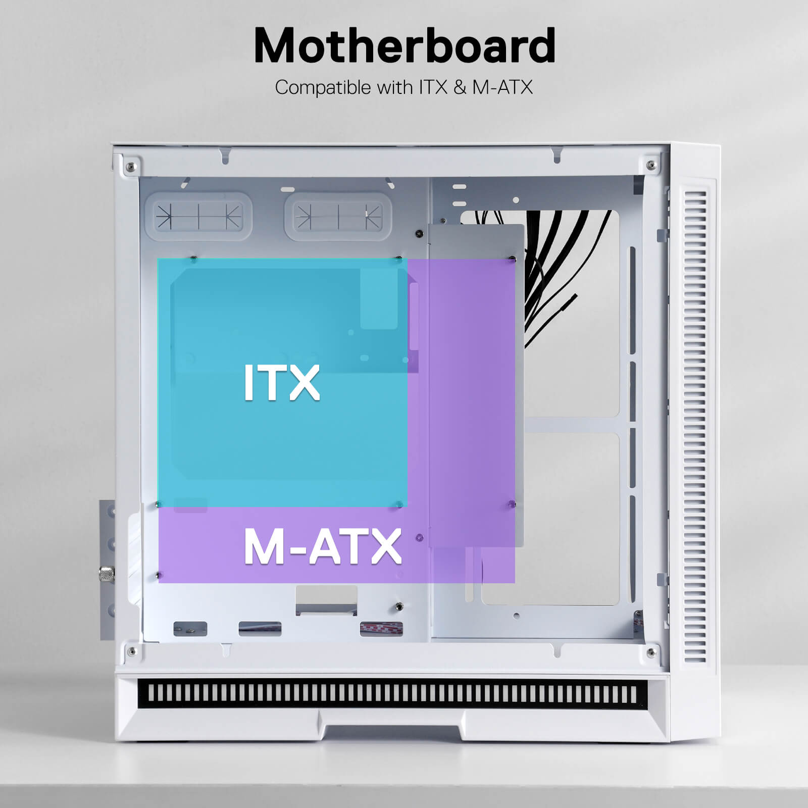 Redragon MC211 ITX Gaming PC Case, M-ATX Computer Chassis w/ 2 Tempered Glass Panels & High Airflow Perforated Panels, 240mm Radiator Support, Rhythm Sync Lighting Bar, Easy Cable Management, White