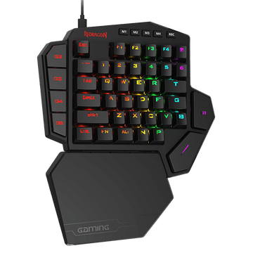 Redragon K585 DITI Papan Ketik Gaming Mekanik RGB Satu Tangan, Tombol Biru, Papan Tombol Gaming Profesional dengan 7 Tombol Makro Onboard, Sandaran Pergelangan Tangan yang Dapat Dilepas, 42 Tombol