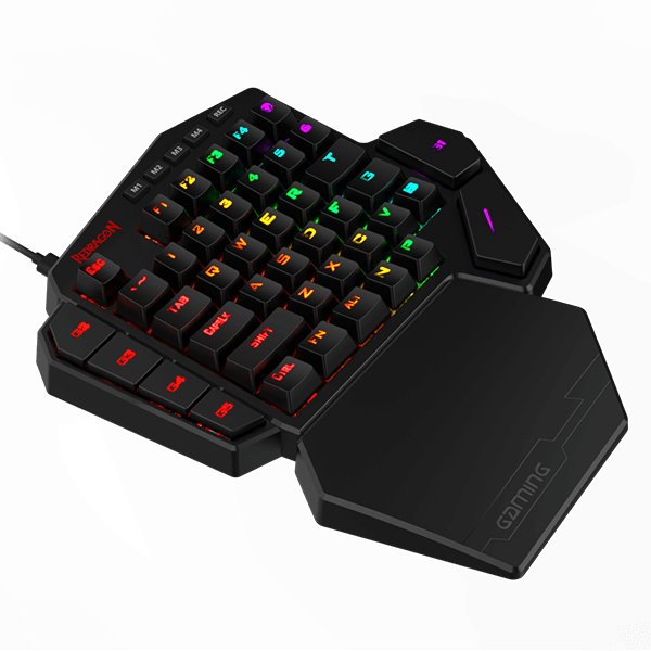 Redragon K585 DITI Papan Ketik Gaming Mekanik RGB Satu Tangan, Tombol Biru, Papan Tombol Gaming Profesional dengan 7 Tombol Makro Onboard, Sandaran Pergelangan Tangan yang Dapat Dilepas, 42 Tombol