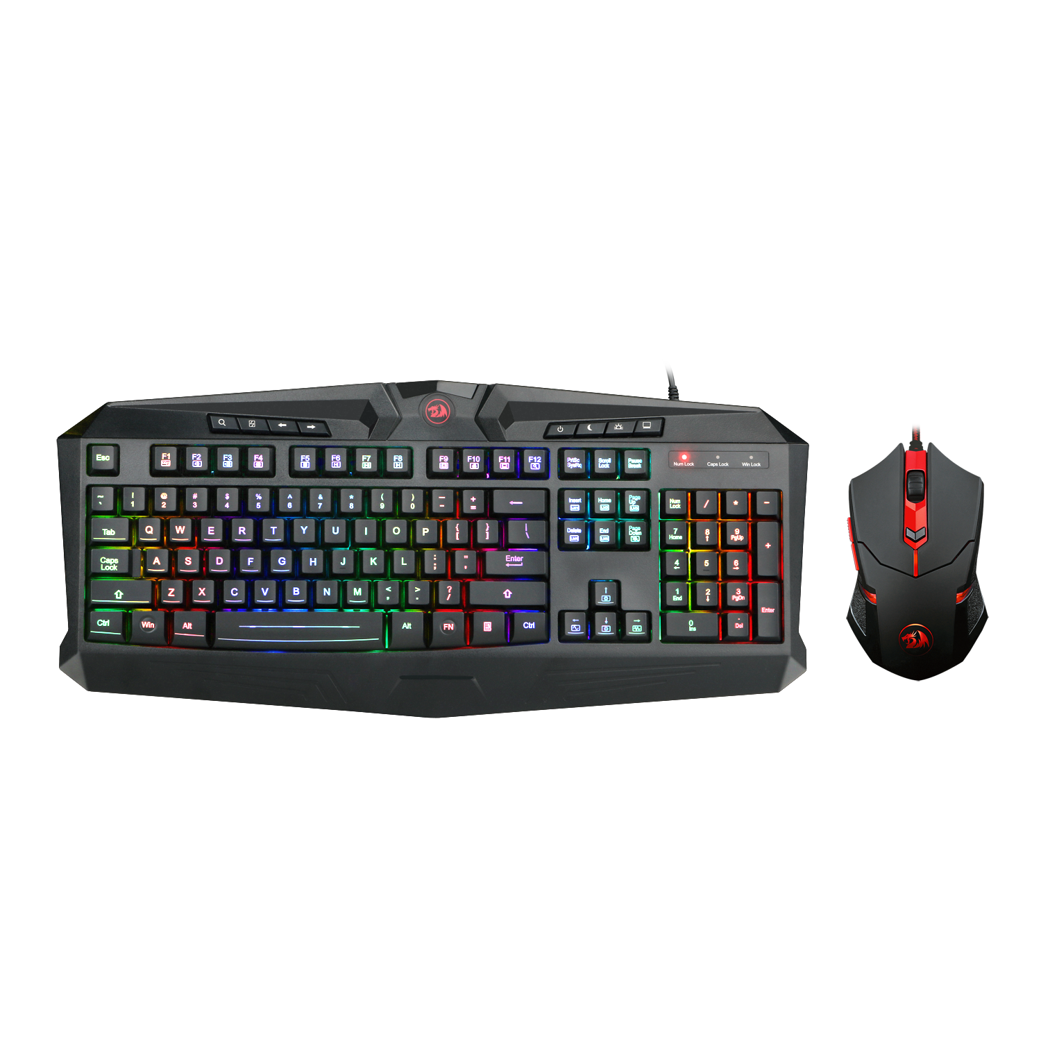 Redragon S101-1 Combo Mouse Keyboard Gaming, Keyboard Ergonomis USB Kabel 104 Tombol RGB LED Backlit dengan Sandaran Pergelangan Tangan, Mouse 6 Tombol yang Dapat Diprogram untuk PC Gamer Windows - [Set Keyboard Mouse]