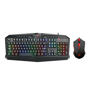 Redragon S101-1 Combo Mouse Keyboard Gaming, Keyboard Ergonomis USB Kabel 104 Tombol RGB LED Backlit dengan Sandaran Pergelangan Tangan, Mouse 6 Tombol yang Dapat Diprogram untuk PC Gamer Windows - [Set Keyboard Mouse]