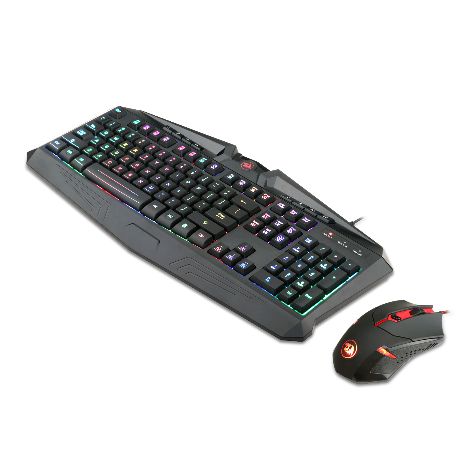 Redragon S101-1 Combo Mouse Keyboard Gaming, Keyboard Ergonomis USB Kabel 104 Tombol RGB LED Backlit dengan Sandaran Pergelangan Tangan, Mouse 6 Tombol yang Dapat Diprogram untuk PC Gamer Windows - [Set Keyboard Mouse]