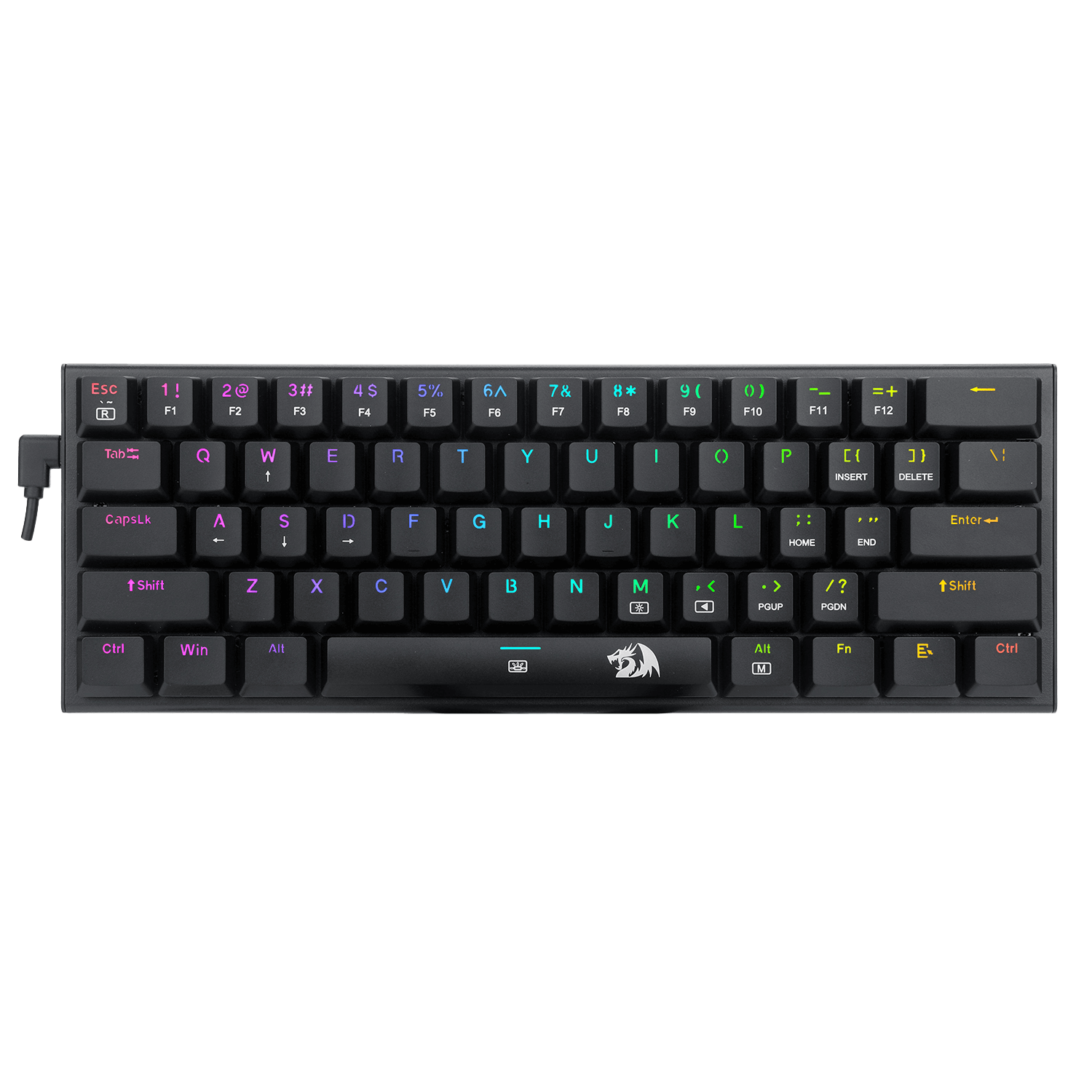 Redragon K614 Anivia 60% Keyboard Mekanik Kabel Sangat Tipis, Keyboard Gaming RGB Ringkas Ramping 61 Tombol dengan Sakelar Merah Linear Profil Rendah dan Keycaps Double-Shot untuk Aktuasi Cepat & Akurat
