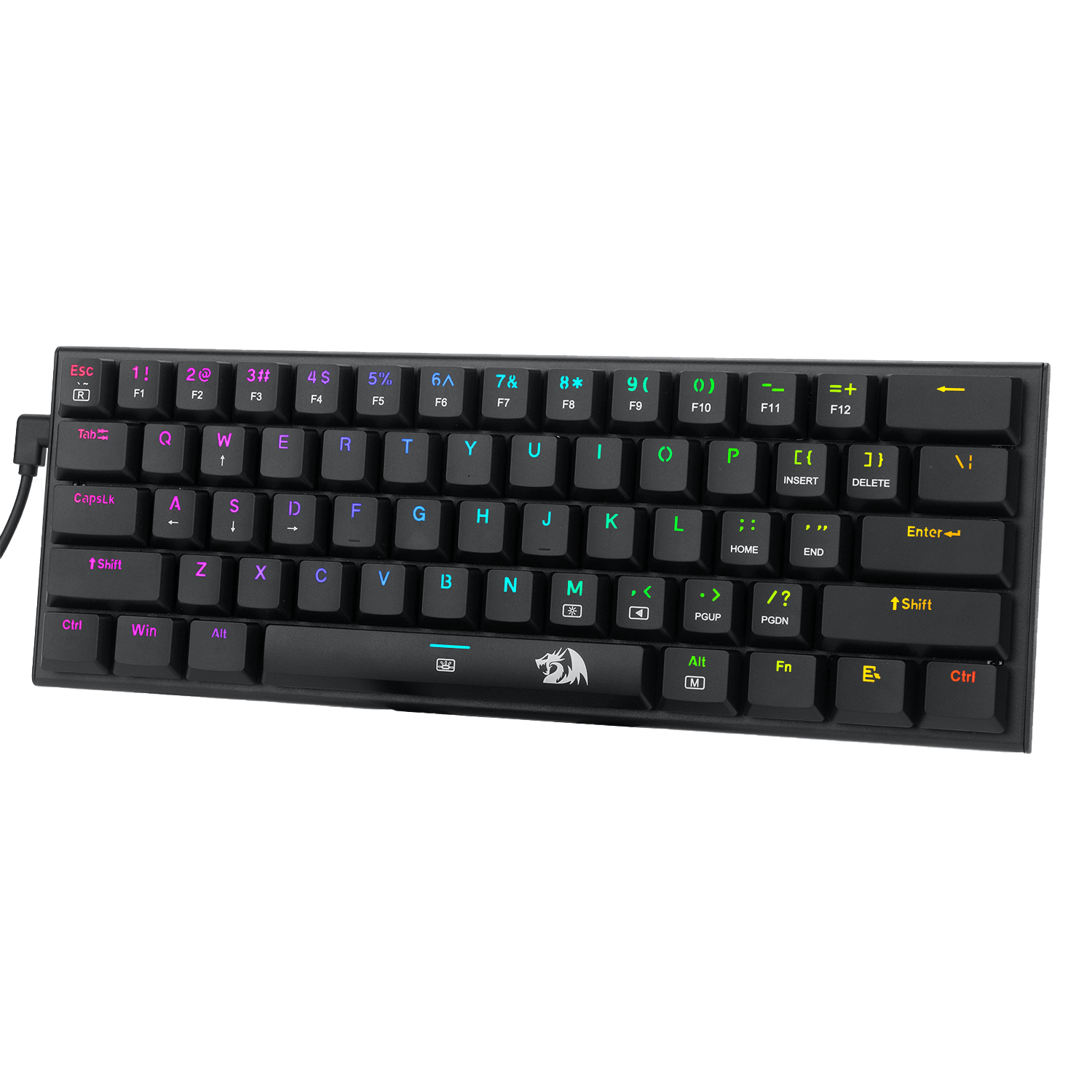 Redragon K614 Anivia 60% Keyboard Mekanik Kabel Sangat Tipis, Keyboard Gaming RGB Ringkas Ramping 61 Tombol dengan Sakelar Merah Linear Profil Rendah dan Keycaps Double-Shot untuk Aktuasi Cepat & Akurat