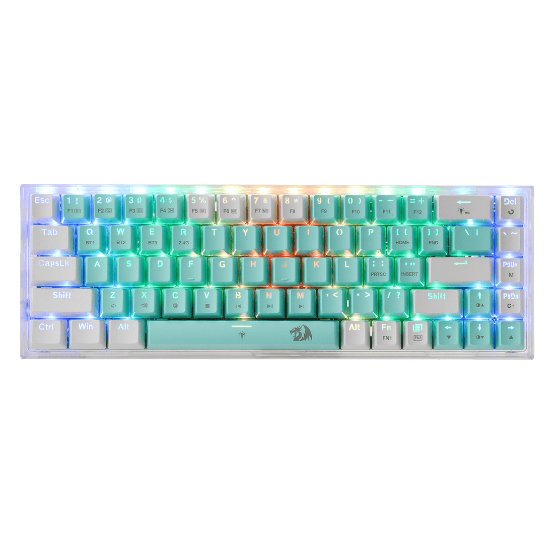 Redragon K631 PRO WT 65% 3-Mode Wireless RGB Gaming Keyboard, 68 Keys Hot-Swappable Compact Mechanical Keyboard w/Hot-Swap Free-Mod PCB Socket & Translucent Board, Custom Quiet Linear Switch