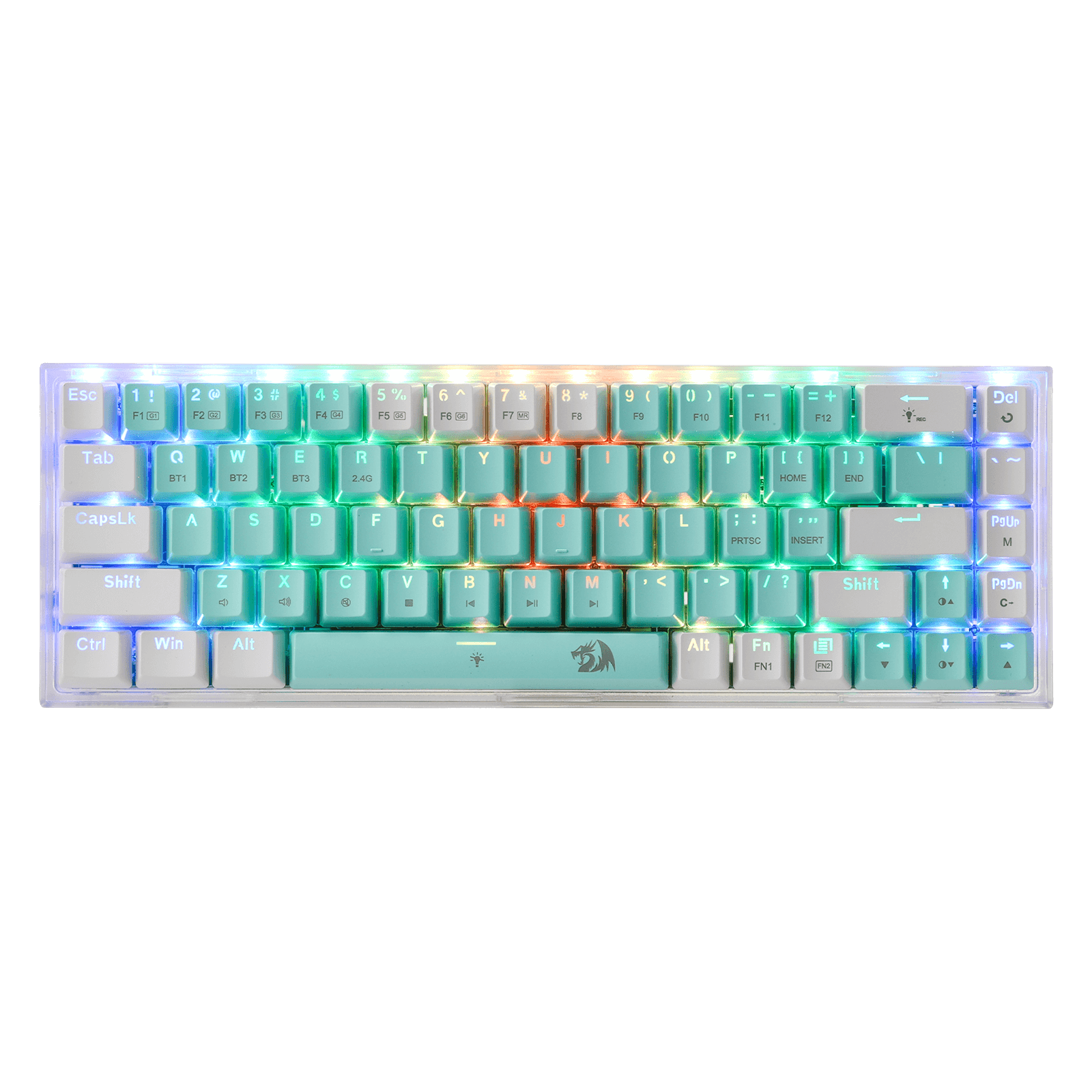Redragon K631 PRO WT 65% 3-Mode Wireless RGB Gaming Keyboard, 68 Keys Hot-Swappable Compact Mechanical Keyboard w/Hot-Swap Free-Mod PCB Socket & Translucent Board, Custom Quiet Linear Switch