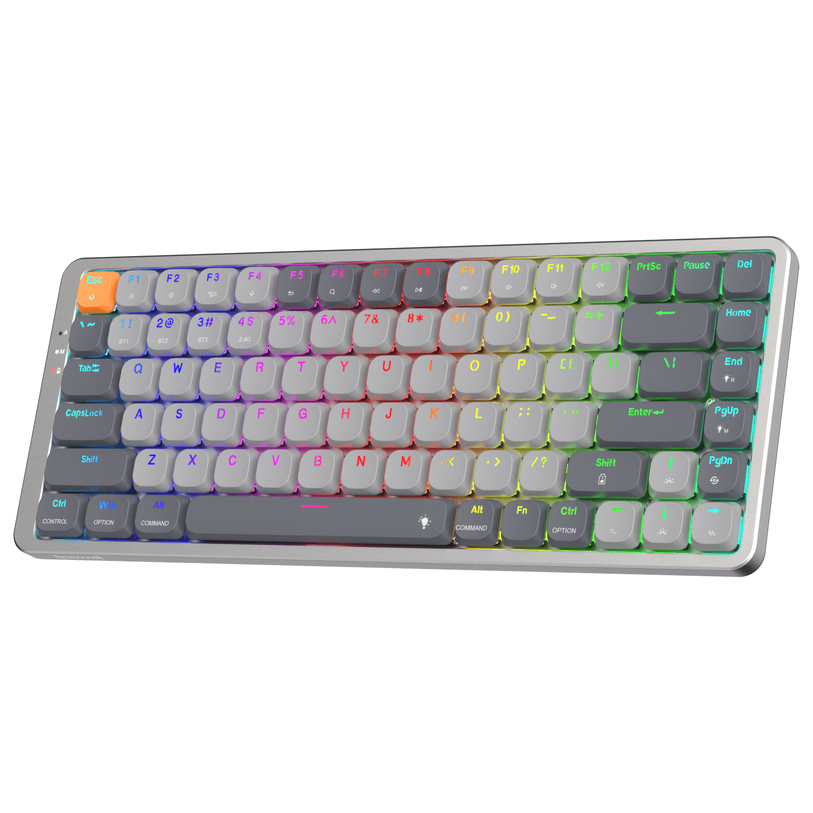 Redragon K652 75% Keyboard Mekanik RGB Nirkabel, Keyboard Gaming Ultra-Tipis 84 Tombol Tri-Mode Bluetooth/2.4Ghz/Berkabel dengan Pelat Atas Aluminium, 100% Didukung Sistem Win/Mac & Sakelar Profil Rendah