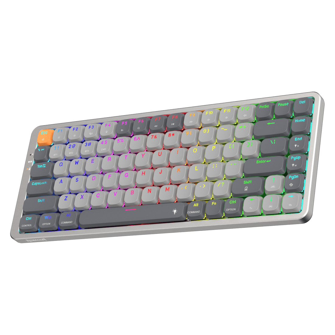 Redragon K652 75% Wireless RGB Mechanical Keyboard, Bluetooth/2.4Ghz/Wired Tri-Mode 84 Keys Ultra-Thin Gaming Keyboard w/Aluminum Top Plate, 100% Supported Win/Mac System & Low Profile Switch