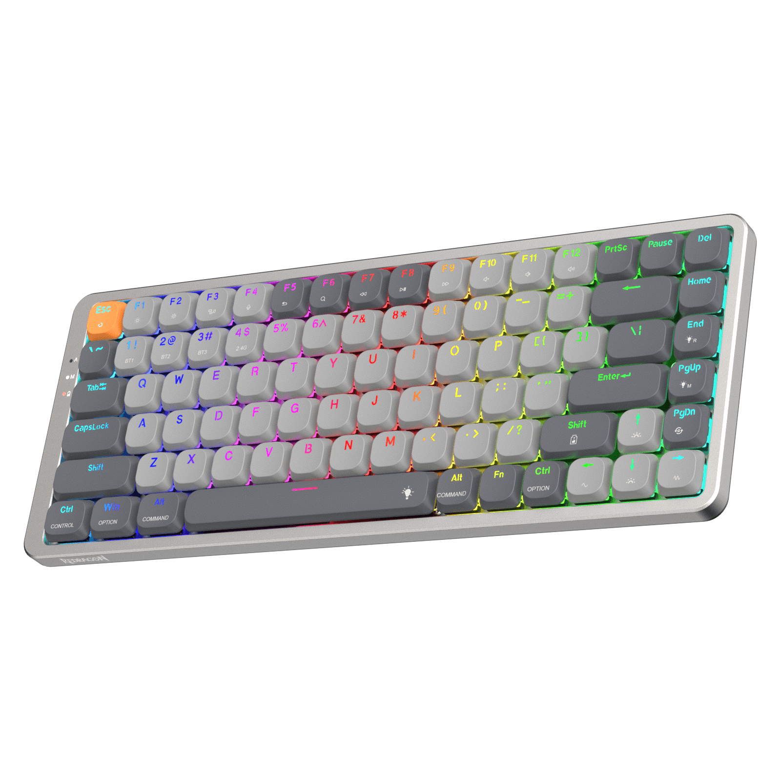 Redragon K652 75% Keyboard Mekanik RGB Nirkabel, Keyboard Gaming Ultra-Tipis 84 Tombol Tri-Mode Bluetooth/2.4Ghz/Berkabel dengan Pelat Atas Aluminium, 100% Didukung Sistem Win/Mac & Sakelar Profil Rendah