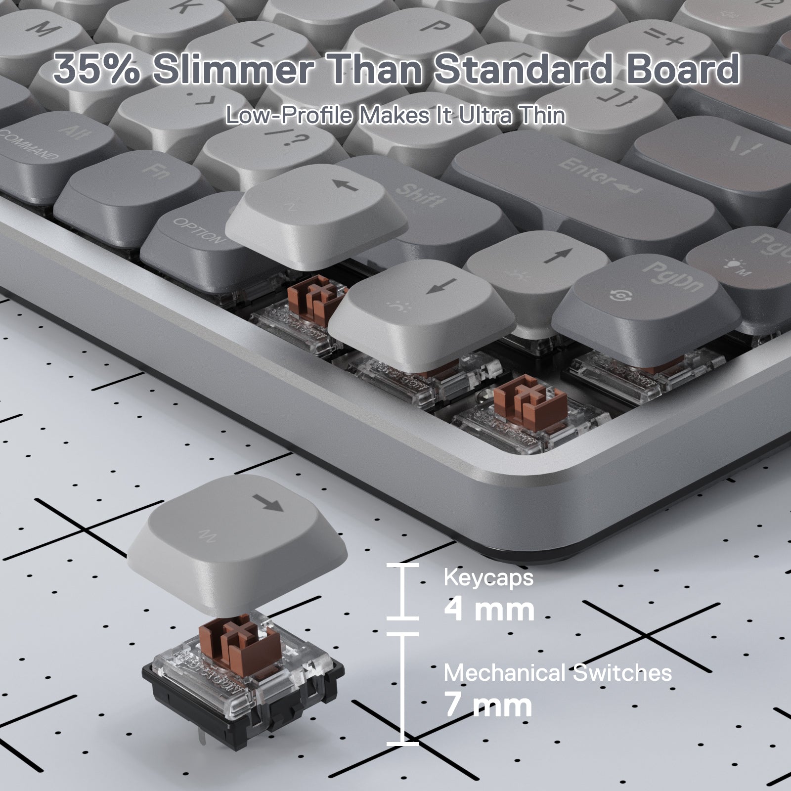 Redragon K652 75% Keyboard Mekanik RGB Nirkabel, Keyboard Gaming Ultra-Tipis 84 Tombol Tri-Mode Bluetooth/2.4Ghz/Berkabel dengan Pelat Atas Aluminium, 100% Didukung Sistem Win/Mac & Sakelar Profil Rendah