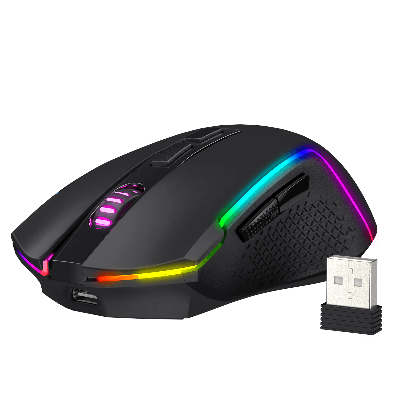 Redragon M693 Mouse Gaming Nirkabel Bluetooth, Mouse Gamer Kabel/Nirkabel 8000 DPI dengan Koneksi 3 Mode, BT & Nirkabel 2.4G, 7 Tombol Makro, Kapasitas Daya Tahan Lama, dan Lampu Latar RGB untuk PC/Mac/Laptop