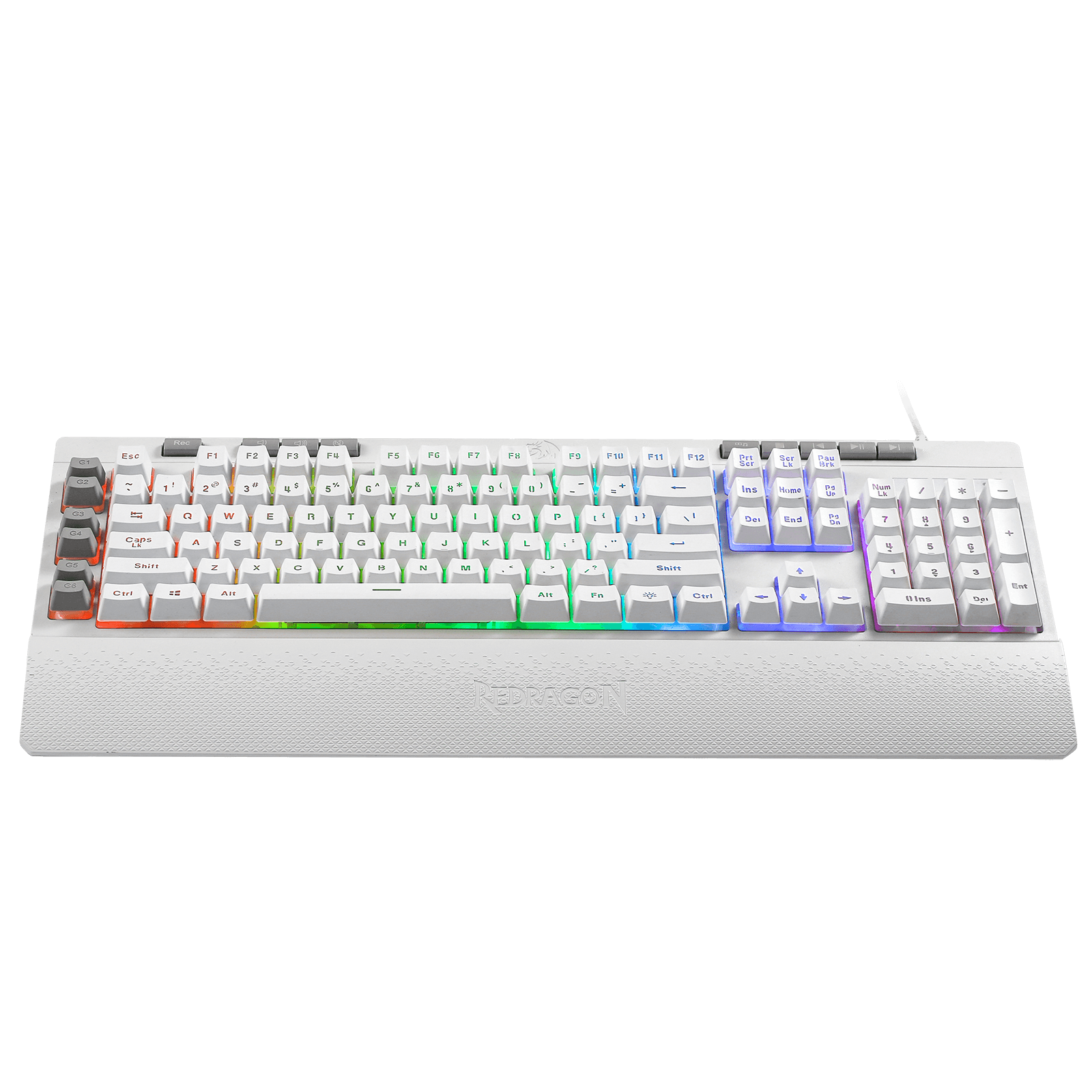 Redragon K512 Shiva Putih Papan Ketik Gaming Membran Lampu Latar RGB dengan Tombol Multimedia