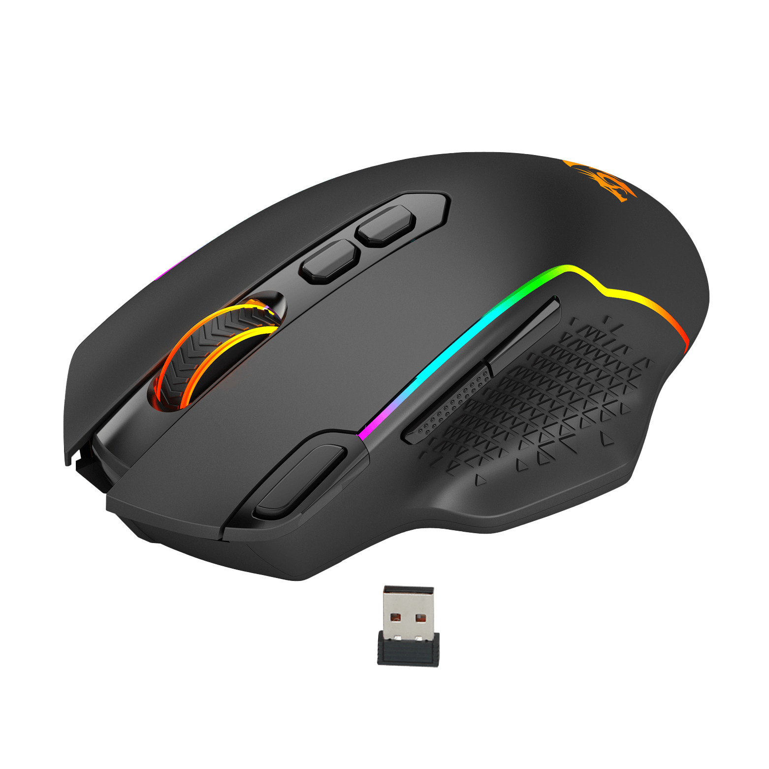Mouse Gaming Nirkabel Redragon M810 Pro, Mouse Gamer Kabel/Nirkabel 10000 DPI dengan Tombol Rapid Fire, 8 Tombol Makro, Kapasitas Daya Tahan 45 Jam, dan Lampu Latar RGB untuk PC/Mac/Laptop