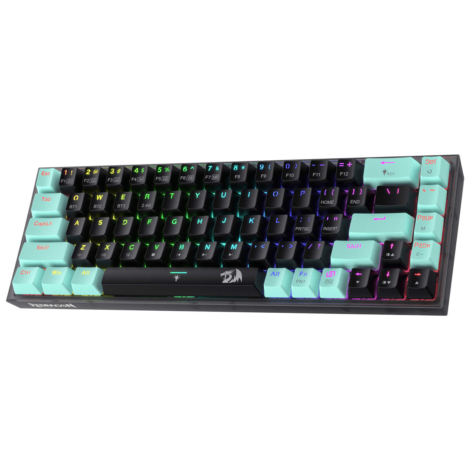 Redragon K631 PRO SE 65% Papan Ketik Gaming RGB Nirkabel 3 Mode, Papan Ketik Mekanik Ringkas Hot-Swappable 68 Tombol dengan Soket PCB Free-Mod Hot-Swap & Papan Transparan, Sakelar Linear Senyap Kustom