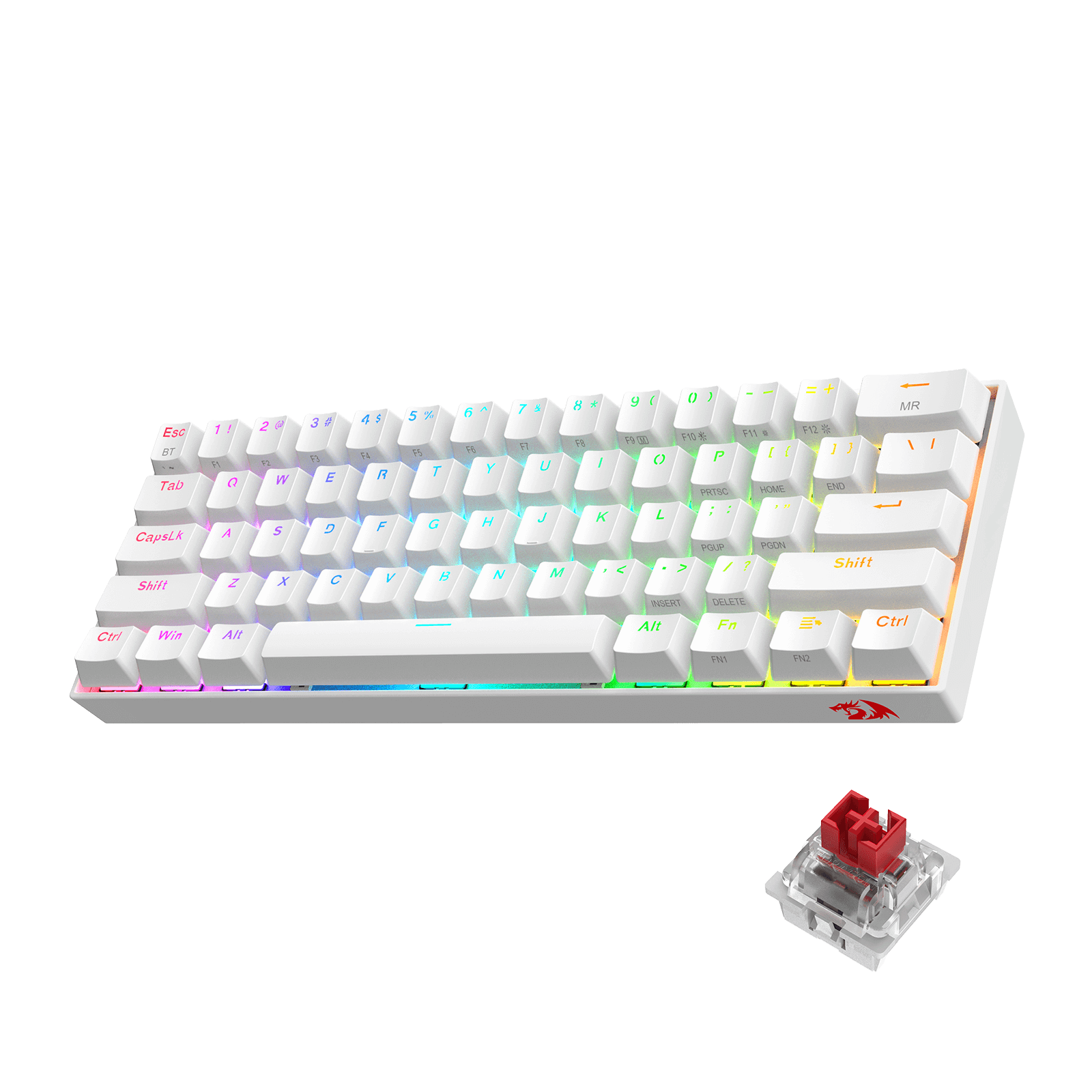 Keyboard Mekanik Nirkabel RGB Kompak 60% Redragon K530 PRO Draconic, Keyboard Gaming Bluetooth 5.0 TKL 61 Tombol