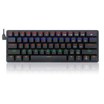 Redragon K615 Elise 60% Thin Wired Mechanical Keyboard, Slim Compact 61 Keys Rainbow LED Backlit  with Low Profile Tactile Blue Switches for Windows PC
