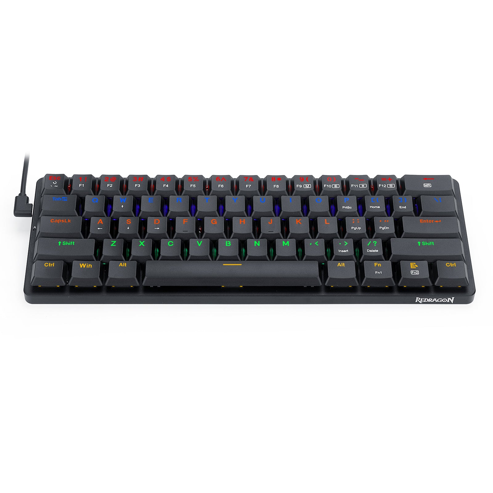 Redragon K615 Elise 60% Thin Wired Mechanical Keyboard, Slim Compact 61 Keys Rainbow LED Backlit  with Low Profile Tactile Blue Switches for Windows PC