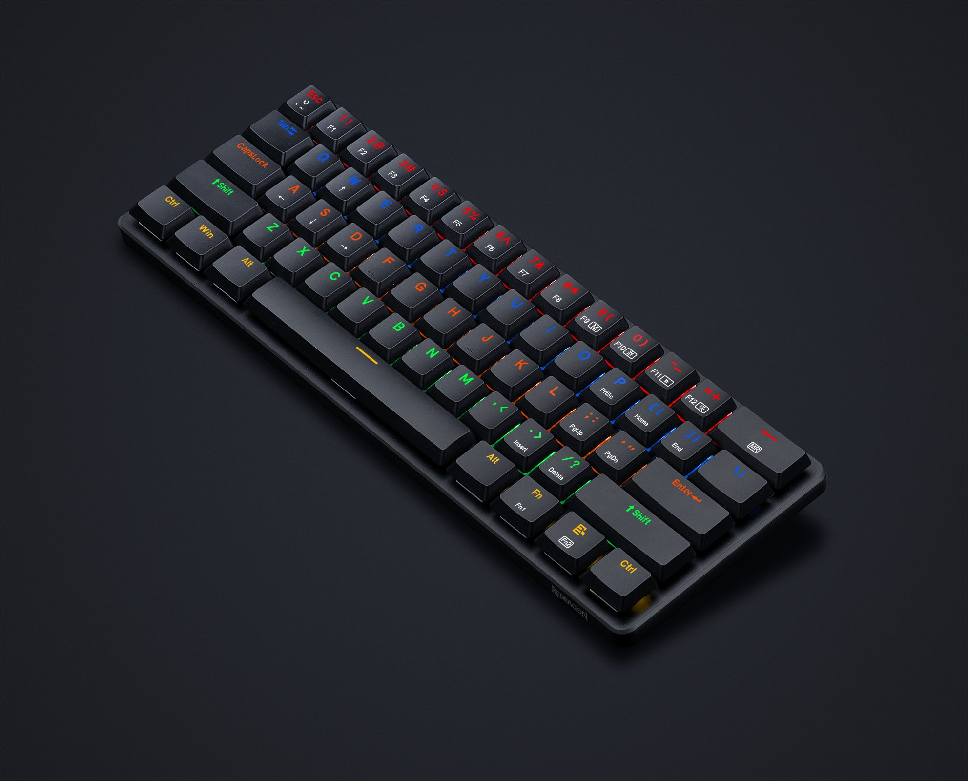 Redragon K615 Elise 60% Thin Wired Mechanical Keyboard, Slim Compact 61 Keys Rainbow LED Backlit  with Low Profile Tactile Blue Switches for Windows PC
