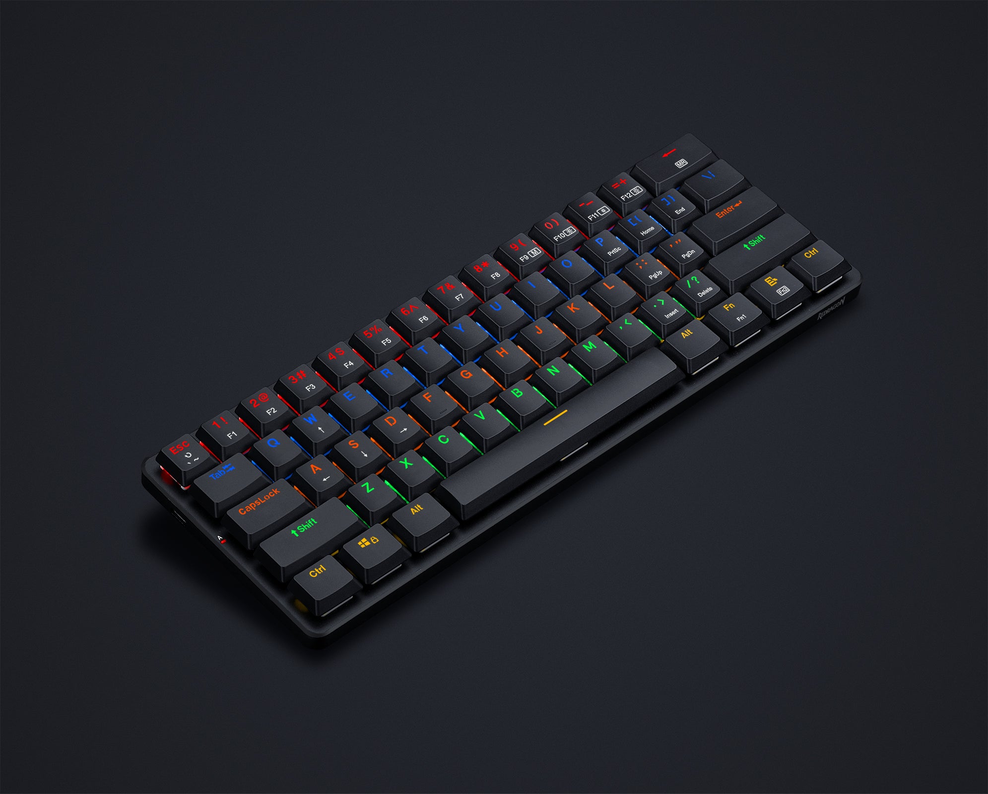 Redragon K615 Elise 60% Thin Wired Mechanical Keyboard, Slim Compact 61 Keys Rainbow LED Backlit  with Low Profile Tactile Blue Switches for Windows PC