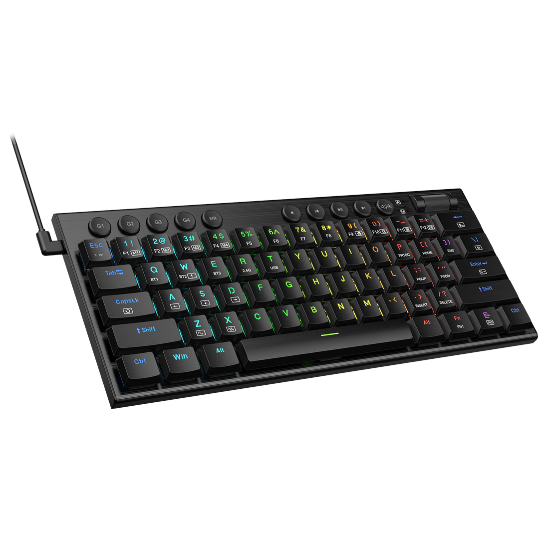 Redragon K632 PRO Noctis 60%  RGB Mechanical Keyboard, Bluetooth/2.4Ghz/Wired Tri-Mode Ultra-Thin Low Profile Gaming Keyboard w/No-Lag Connection