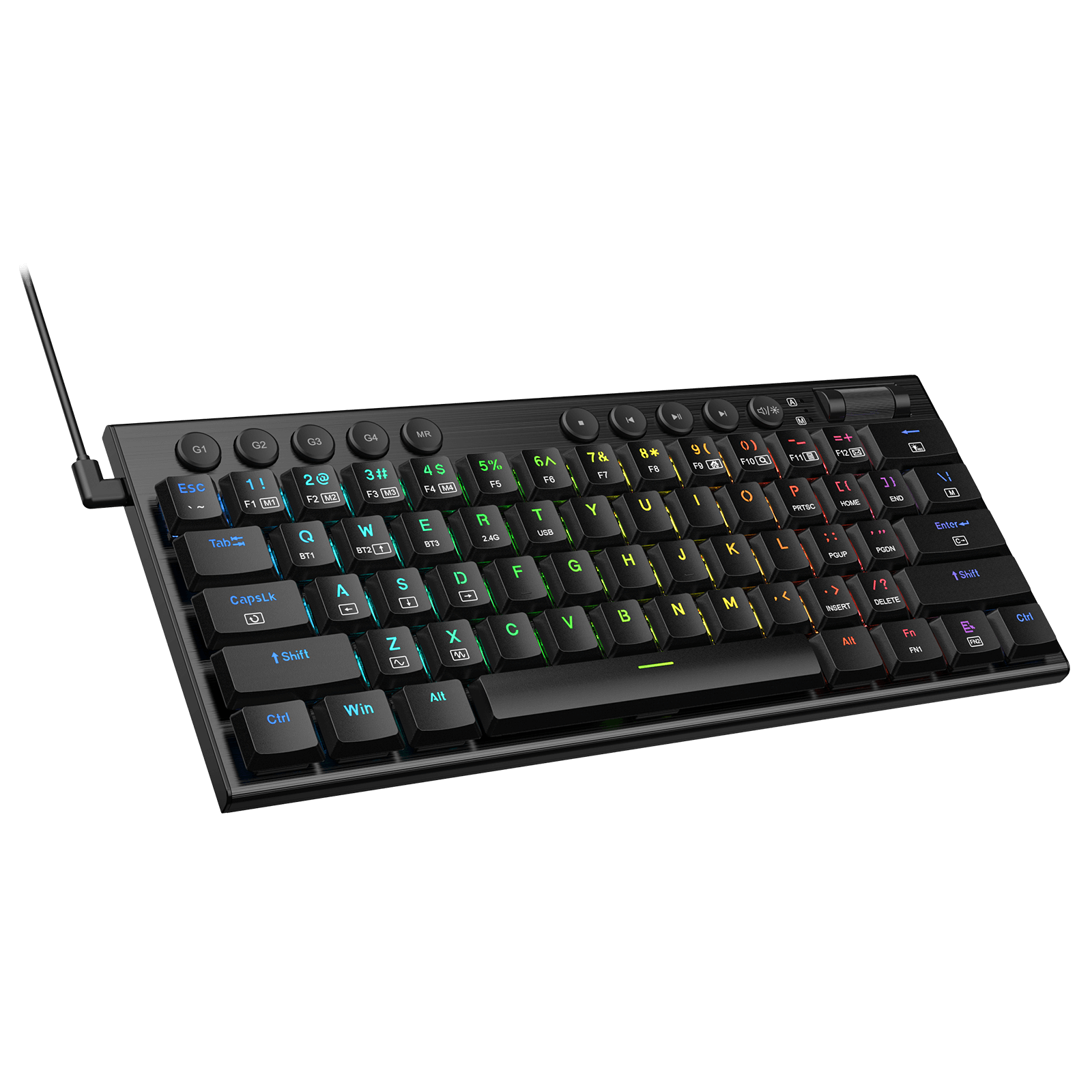 Redragon K632 PRO Noctis 60%  RGB Mechanical Keyboard, Bluetooth/2.4Ghz/Wired Tri-Mode Ultra-Thin Low Profile Gaming Keyboard w/No-Lag Connection