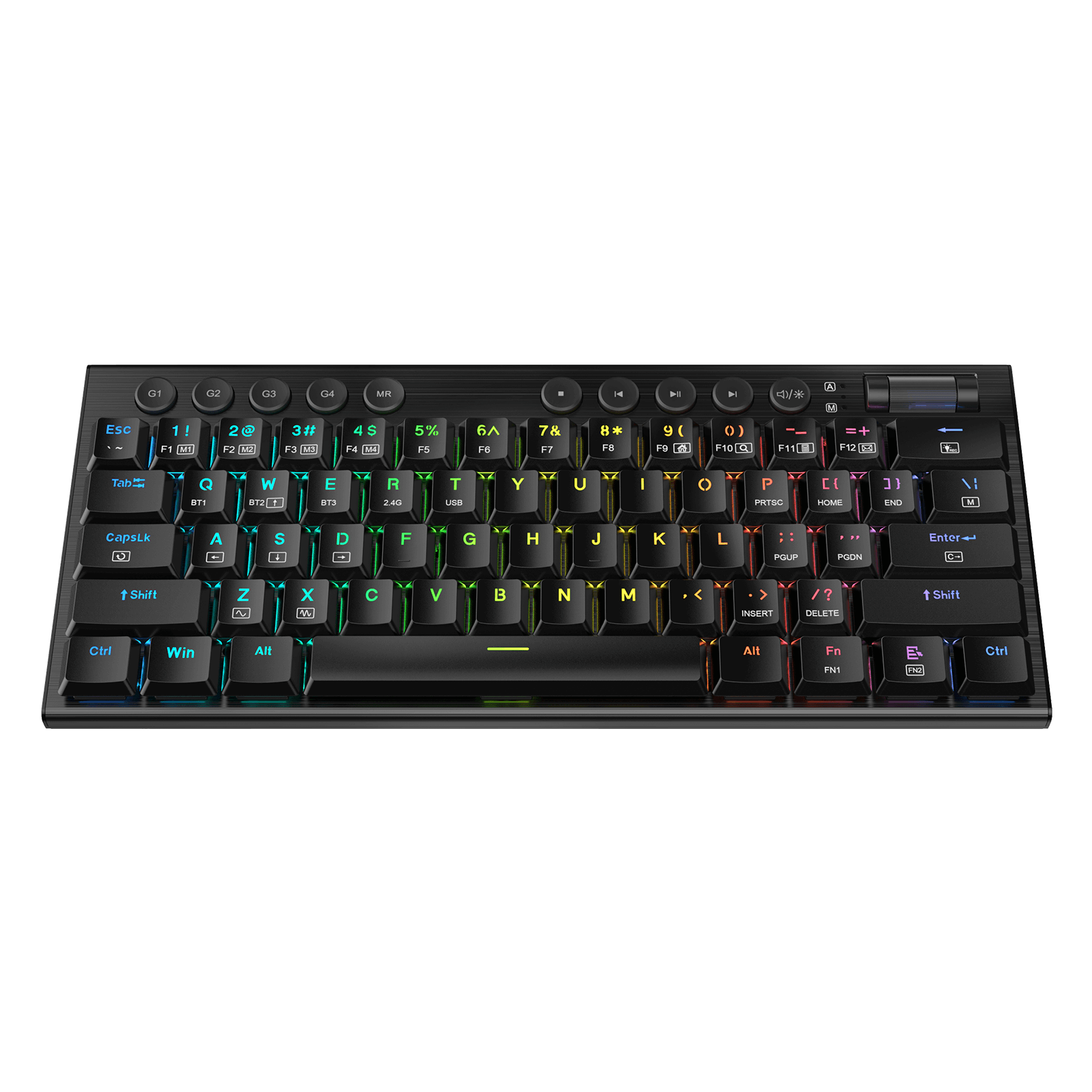 Redragon K632 PRO Noctis 60%  RGB Mechanical Keyboard, Bluetooth/2.4Ghz/Wired Tri-Mode Ultra-Thin Low Profile Gaming Keyboard w/No-Lag Connection
