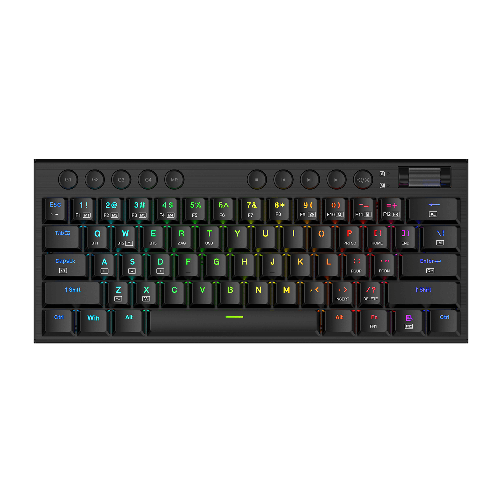 Redragon K632 PRO Noctis 60%  RGB Mechanical Keyboard, Bluetooth/2.4Ghz/Wired Tri-Mode Ultra-Thin Low Profile Gaming Keyboard w/No-Lag Connection