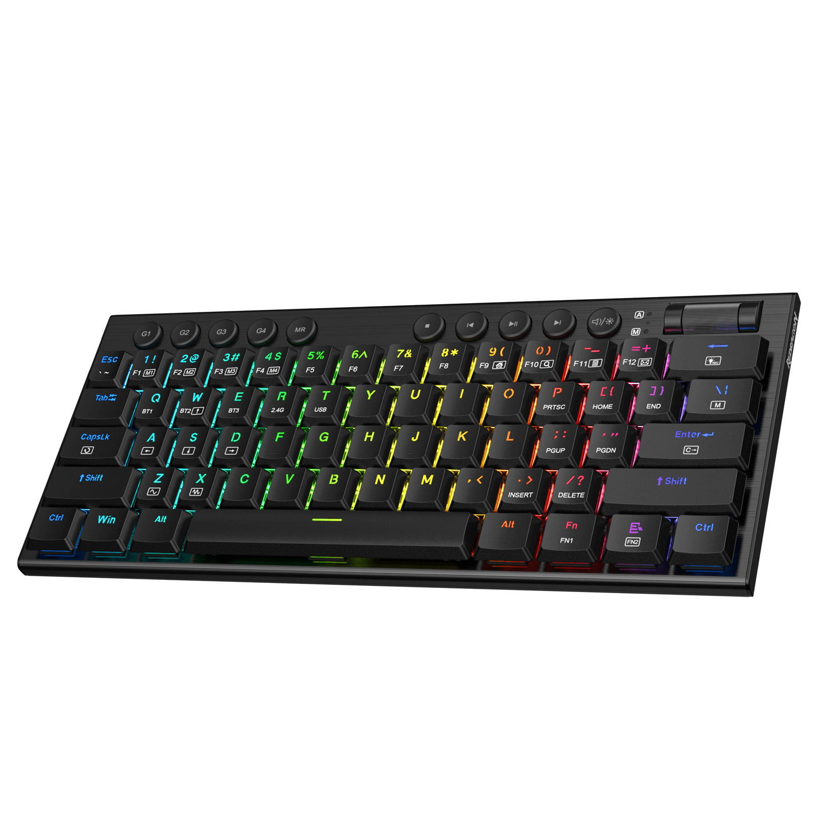 Redragon K632 PRO Noctis 60%  RGB Mechanical Keyboard, Bluetooth/2.4Ghz/Wired Tri-Mode Ultra-Thin Low Profile Gaming Keyboard w/No-Lag Connection