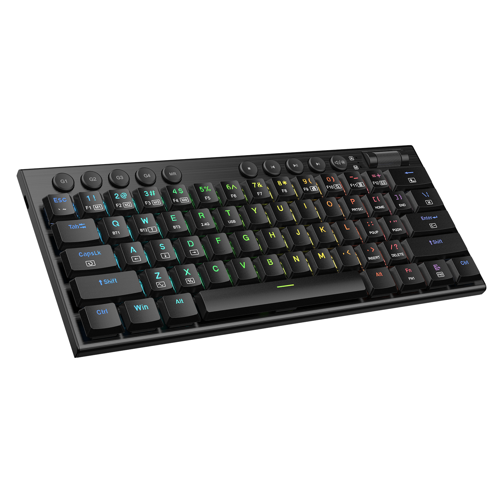 Redragon K632 PRO Noctis 60%  RGB Mechanical Keyboard, Bluetooth/2.4Ghz/Wired Tri-Mode Ultra-Thin Low Profile Gaming Keyboard w/No-Lag Connection