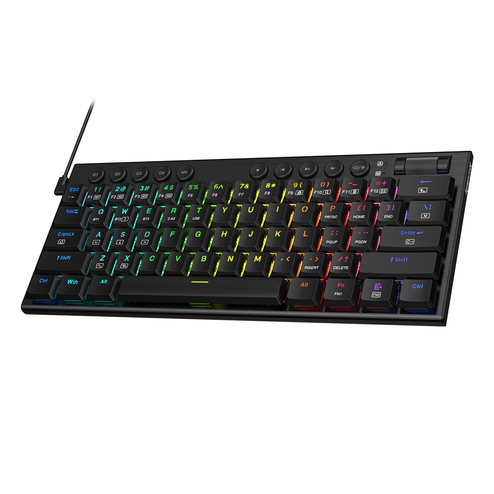 Redragon K632 PRO Noctis 60%  RGB Mechanical Keyboard, Bluetooth/2.4Ghz/Wired Tri-Mode Ultra-Thin Low Profile Gaming Keyboard w/No-Lag Connection