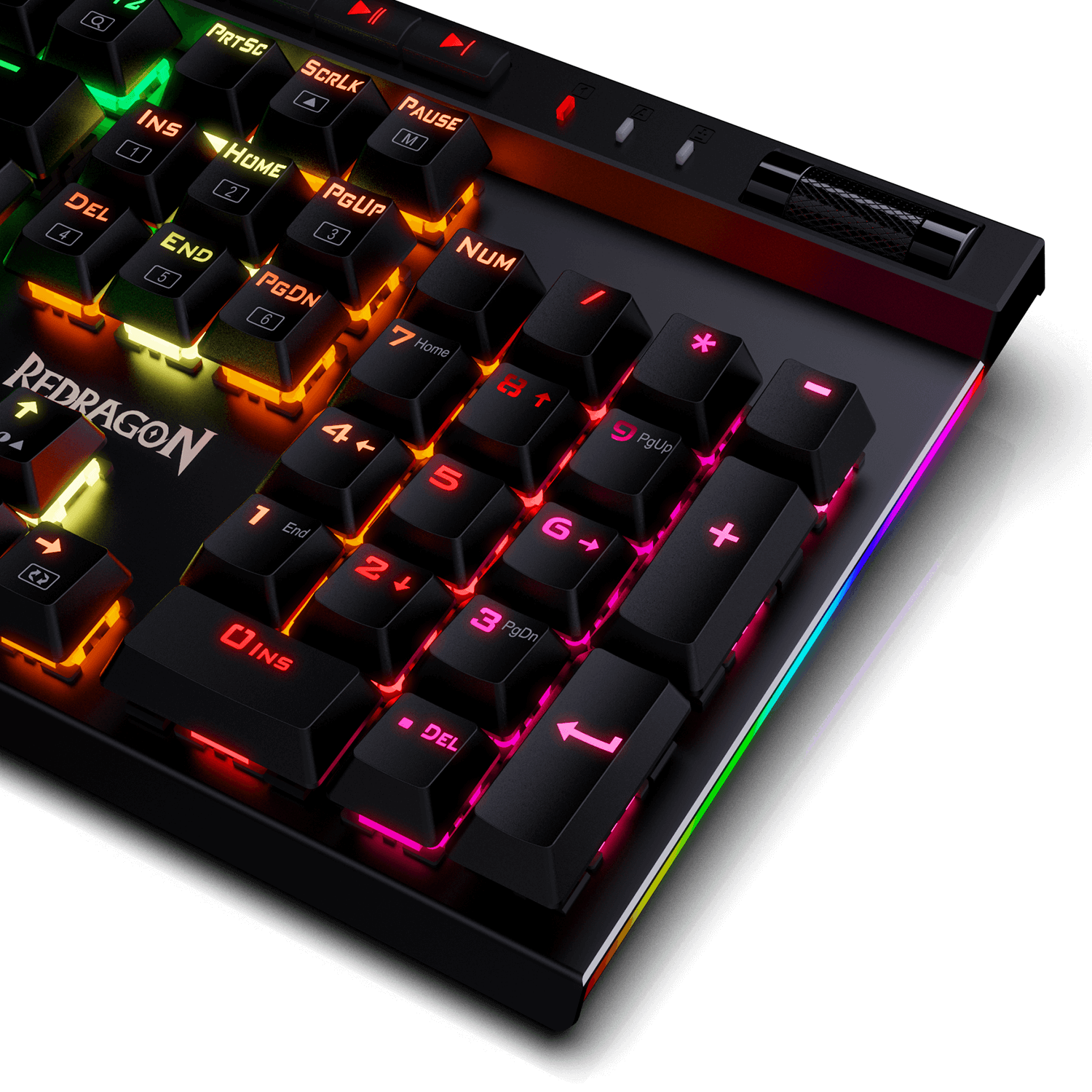 Keyboard Gaming Mekanik Redragon K580 RGB Backlit dengan Tombol Makro & Kontrol Media Khusus, Perekaman Makro Onboard (Brown Switches)