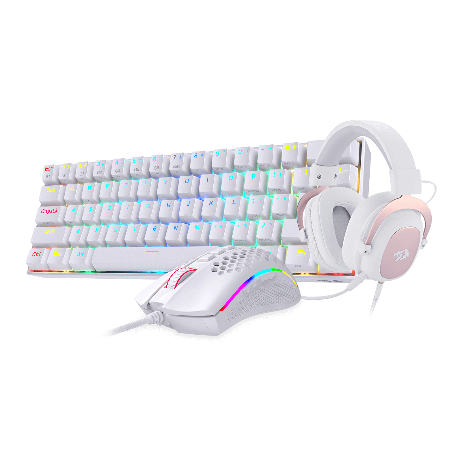Redragon K530 60% RGB Wireless Mechanical Keyboard M808 Lightweight RGB Mouse & H510 Gaming Headset Bundle