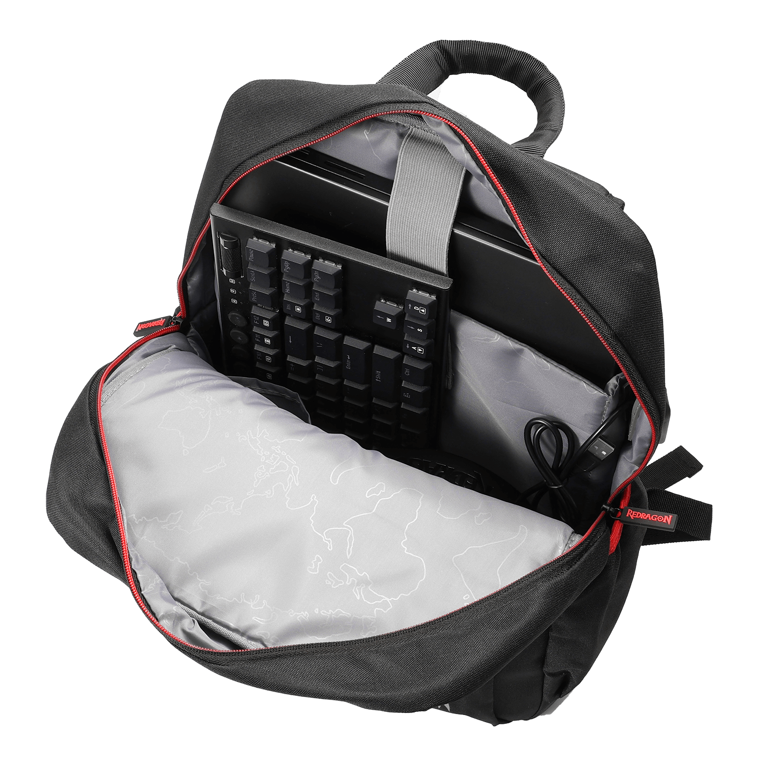 Redragon GB-82 Ransel Laptop Travel, Ransel Gaming Komputer Workstation Bisnis dengan Lapisan Kain Ganda Tahan Lama, Jack USB & Kantong Depan Besar, Muat Laptop Hingga 18"