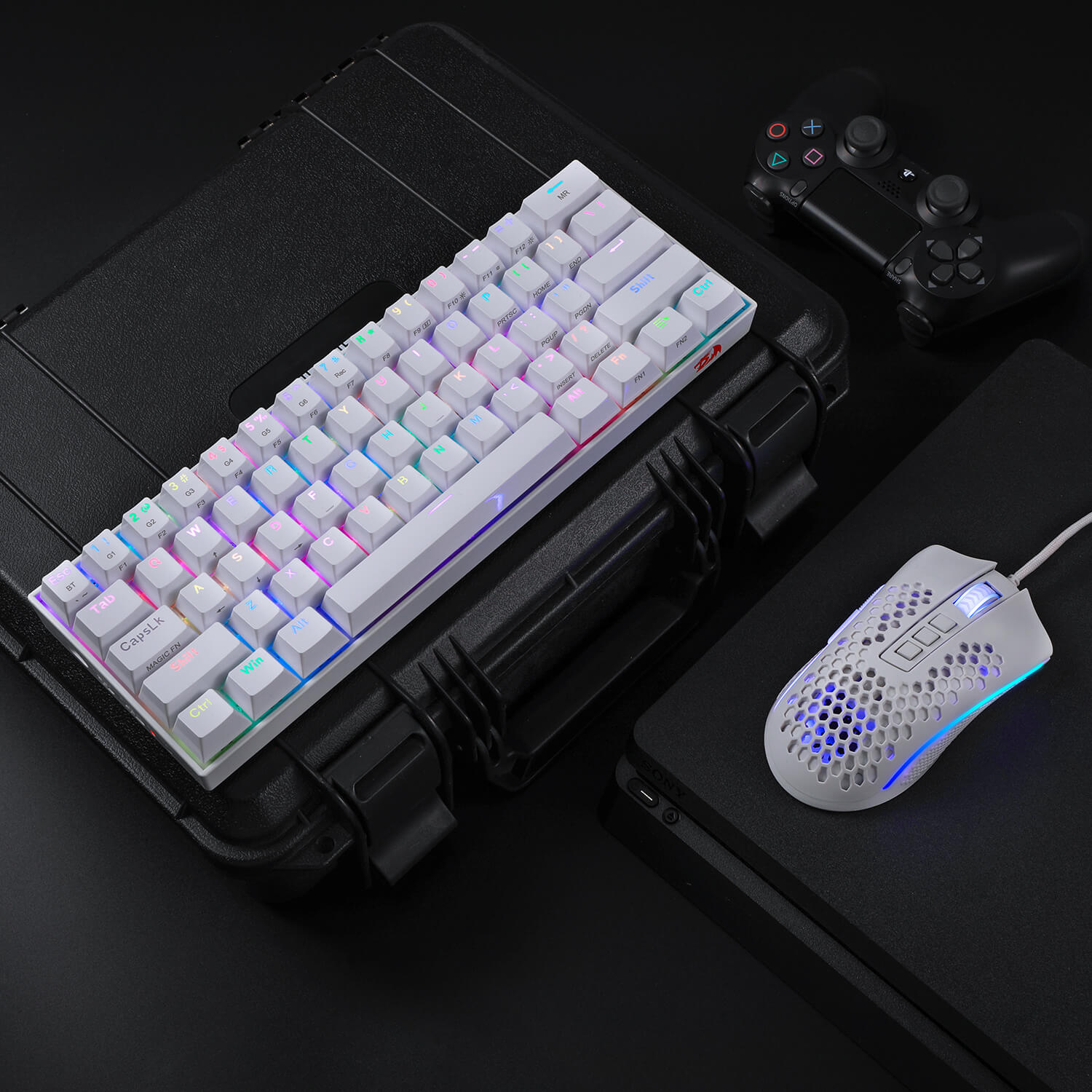 Redragon K530 60% RGB Keyboard Mekanik Nirkabel M808 Ringan Bundel Mouse Gaming RGB