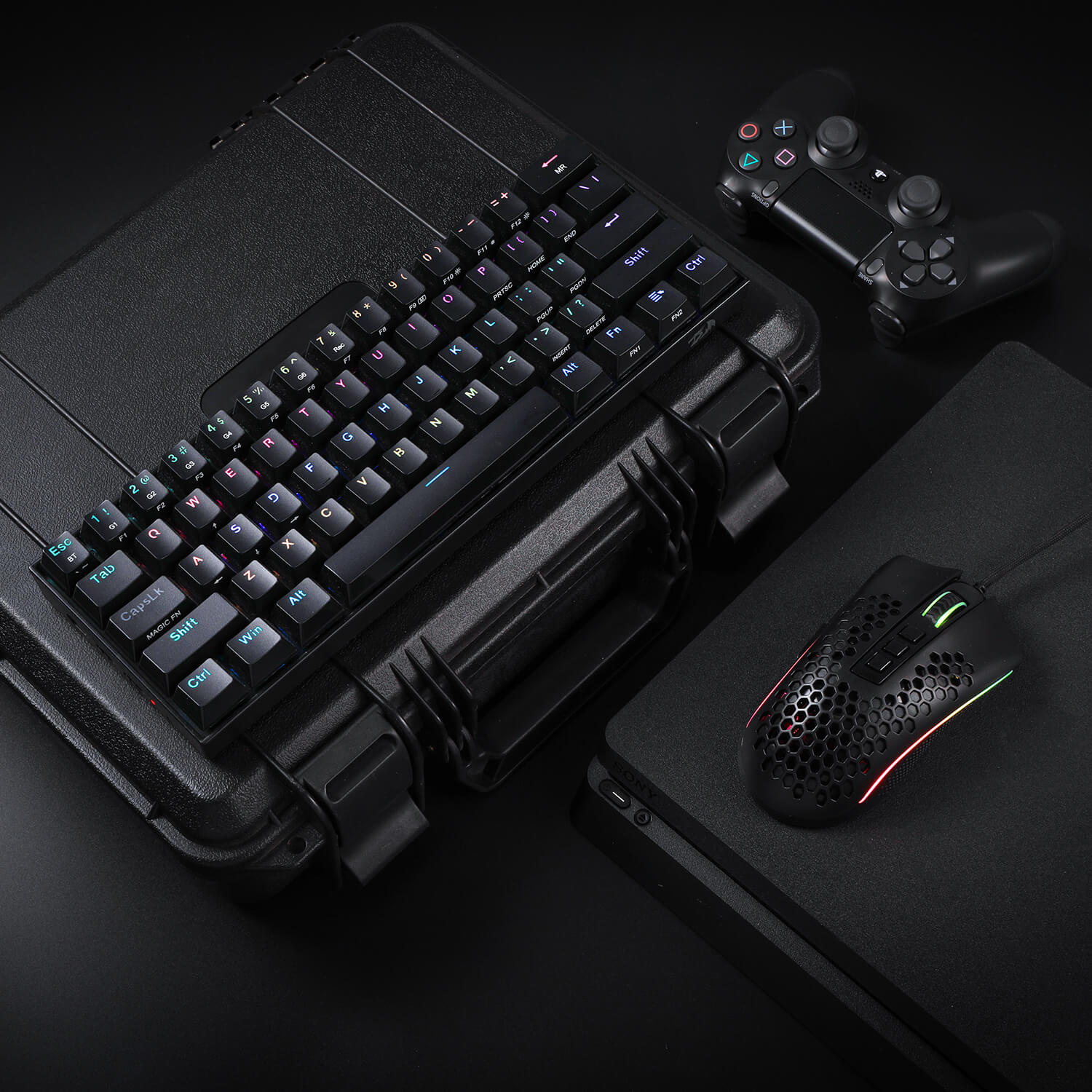 Redragon K530 60% RGB Keyboard Mekanik Nirkabel M808 Mouse Gaming RGB Ringan (Hitam)