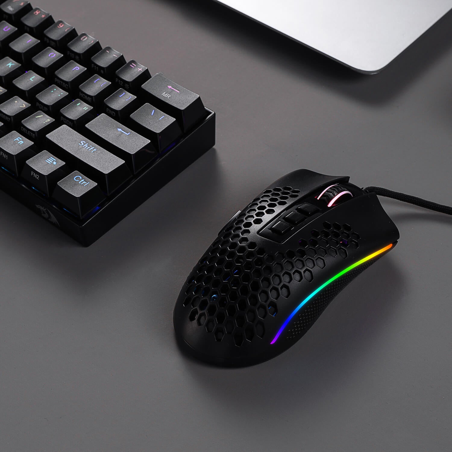Redragon K530 60% RGB Keyboard Mekanik Nirkabel M808 Mouse Gaming RGB Ringan (Hitam)