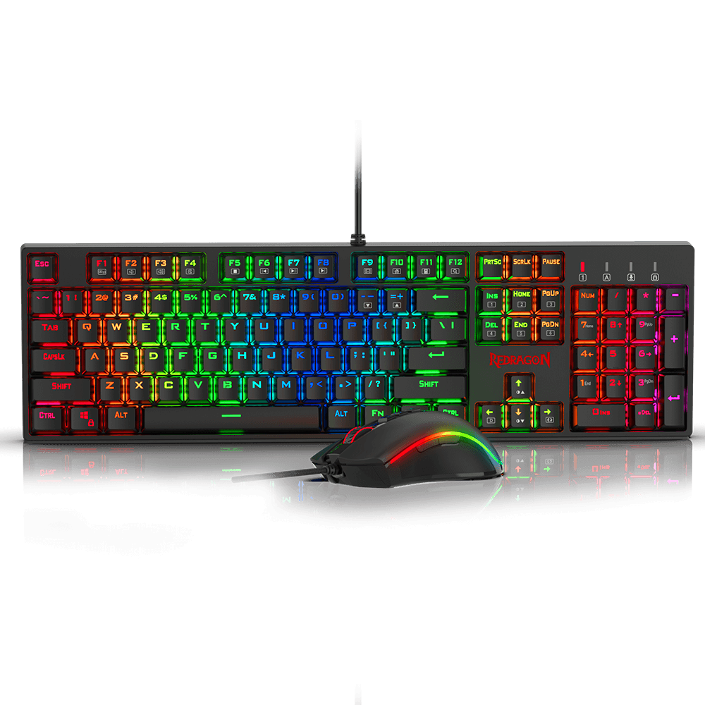 Redragon K582-BA Wired Mechanical Gaming Keyboard & M711 Cobra Gaming Mouse Combo, 10,000DPI, 7 Programmable Buttons, RGB LED Backlit Keyboard Mouse Set for PC, Laptop, Computer