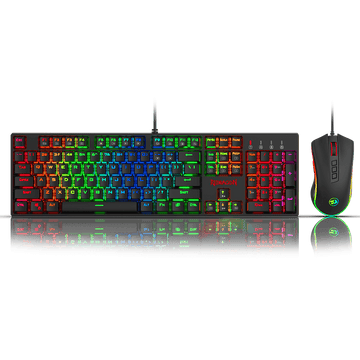 Redragon K582-BA Wired Mechanical Gaming Keyboard & M711 Cobra Gaming Mouse Combo, 10,000DPI, 7 Programmable Buttons, RGB LED Backlit Keyboard Mouse Set for PC, Laptop, Computer