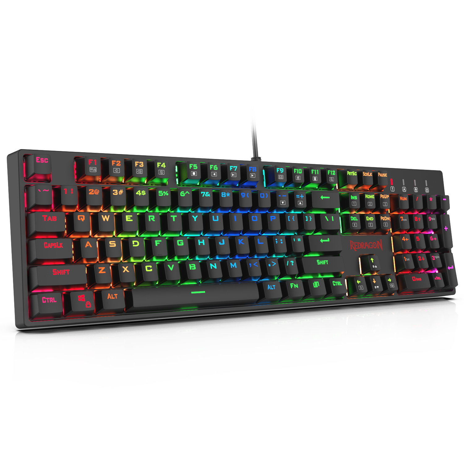 Keyboard Gaming Mekanik Redragon K582 SURARA RGB LED Backlit dengan 104 Tombol, Sakelar Cokelat Taktil dan Tidak Berisik