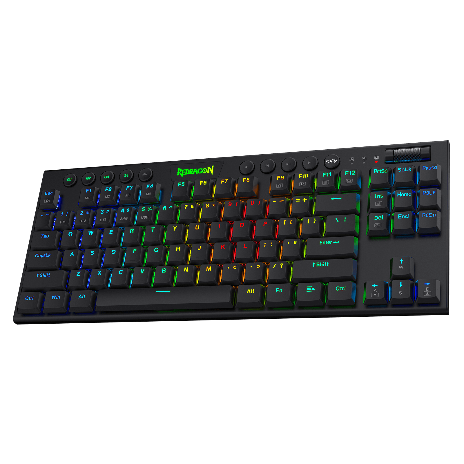 Redragon K621 Horus TKL Wireless RGB Mechanical Keyboard, 5.0 BT/2.4 Ghz/Wired Three Modes 80% Ultra-Thin Low Profile Bluetooth Keyboard w/Dedicated Media Control & Linear Red Switches
