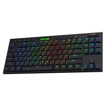 Redragon K621 Horus TKL Wireless RGB Mechanical Keyboard, 5.0 BT/2.4 Ghz/Wired Three Modes 80% Ultra-Thin Low Profile Bluetooth Keyboard w/Dedicated Media Control & Linear Red Switches