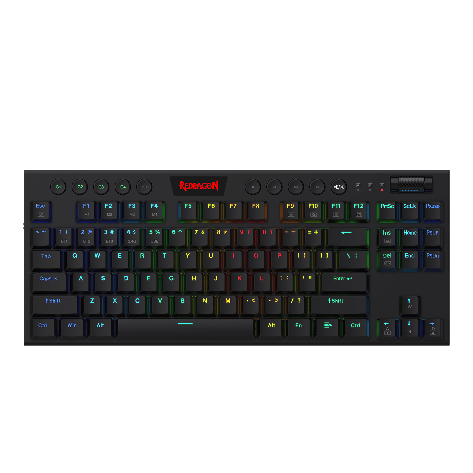 Redragon K621 Horus TKL Wireless RGB Mechanical Keyboard, 5.0 BT/2.4 Ghz/Wired Three Modes 80% Ultra-Thin Low Profile Bluetooth Keyboard w/Dedicated Media Control & Linear Red Switches