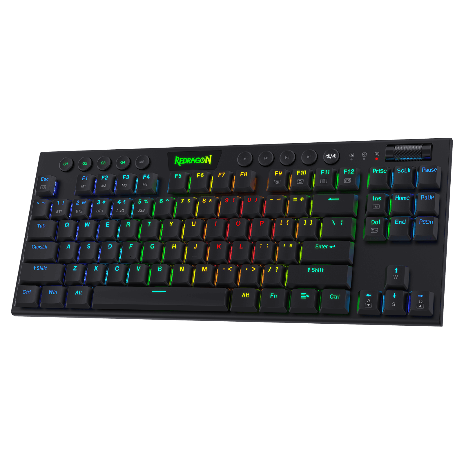 Redragon K621 Horus TKL Wireless RGB Mechanical Keyboard, 5.0 BT/2.4 Ghz/Wired Three Modes 80% Ultra-Thin Low Profile Bluetooth Keyboard w/Dedicated Media Control & Linear Red Switches