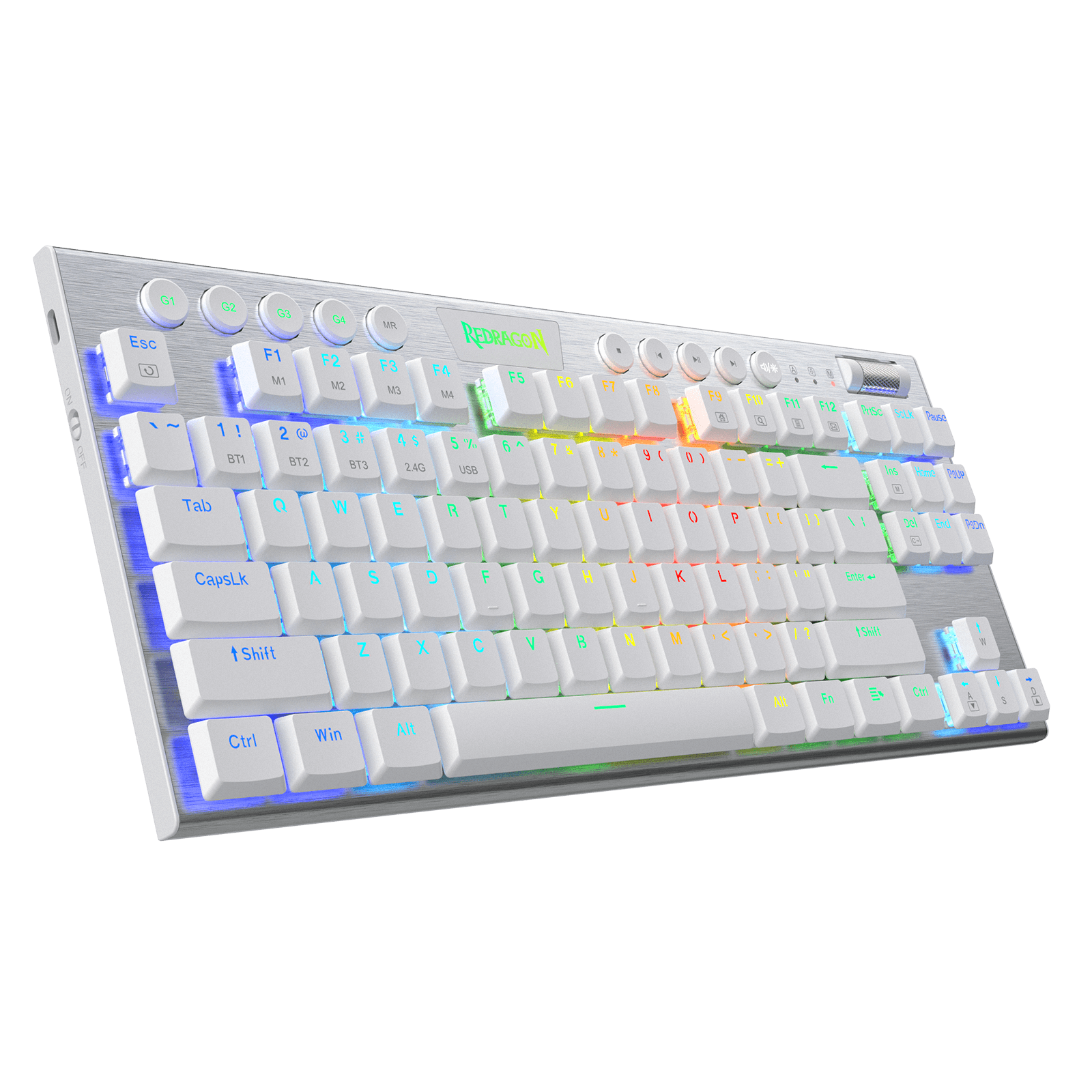 Redragon K621 Horus TKL Wireless RGB Mechanical Keyboard, 5.0 BT/2.4 Ghz/Wired Three Modes 80% Ultra-Thin Low Profile Bluetooth Keyboard w/Dedicated Media Control & Linear Red Switches