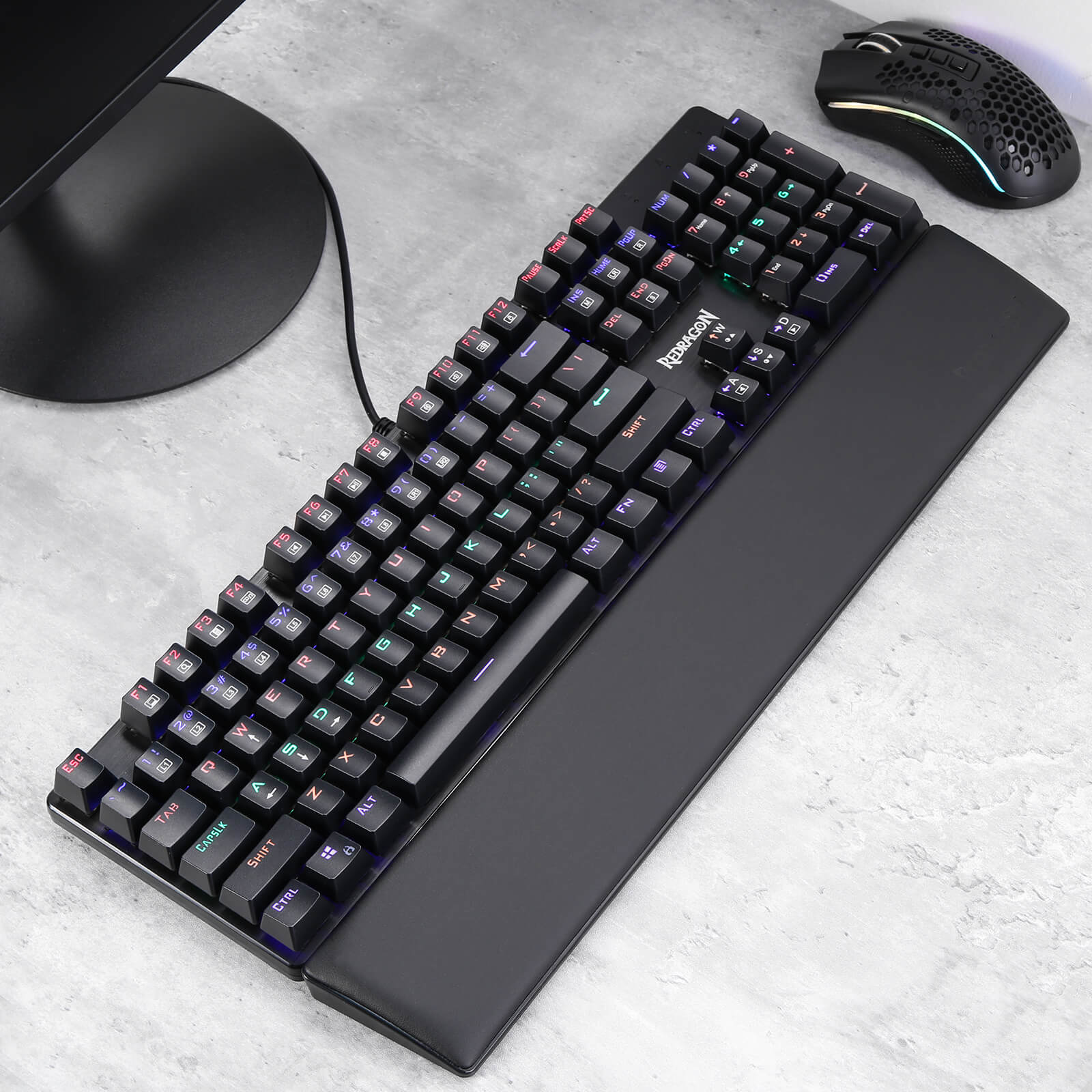 Alas Sandaran Pergelangan Tangan Keyboard Komputer Redragon, Penopang Pergelangan Tangan Busa Memori Lembut Ergonomis dengan Dasar Karet Anti-Selip