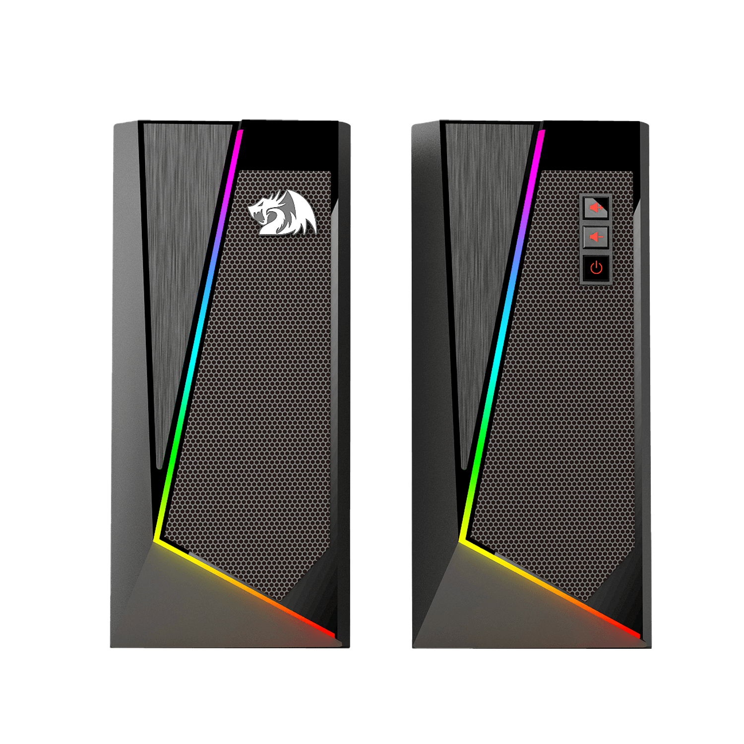 Speaker Desktop RGB Redragon GS520 Anvil, Speaker Stereo Komputer PC 2.0 Saluran dengan 6 Mode LED Berwarna-warni